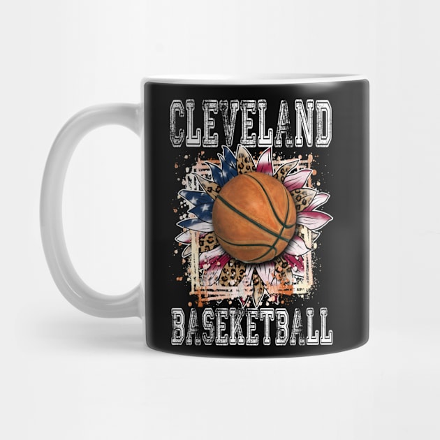 American Flag Personalized Cleveland Proud Name Basketball by Irwin Bradtke